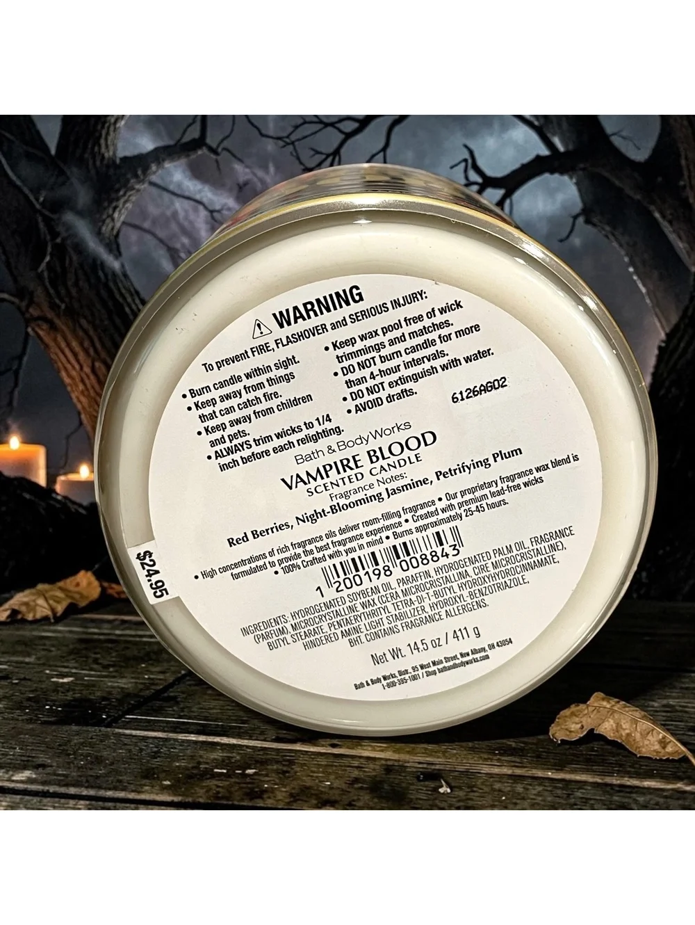 Bath & Body Works Vampire Blood 3-Wick Candle 14.5 oz Halloween New